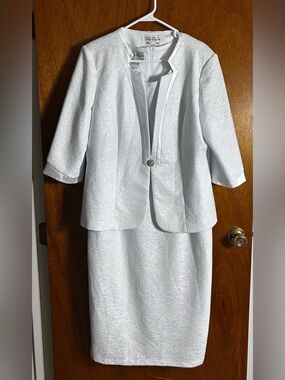 Women’s Tally Taylor Paris Rome white 2-piece church suit dress jacket size 16